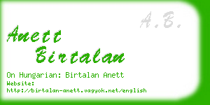 anett birtalan business card